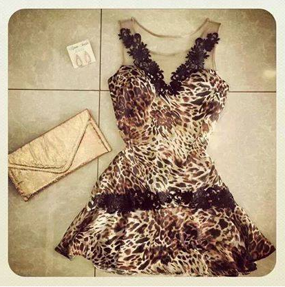 Vestido Leopard Print lace Cod1155